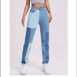 High Waist Colorblock Jeans